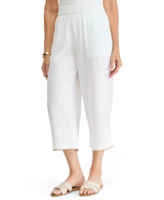 Petite Gauze Pull-On Wide-Leg Capris