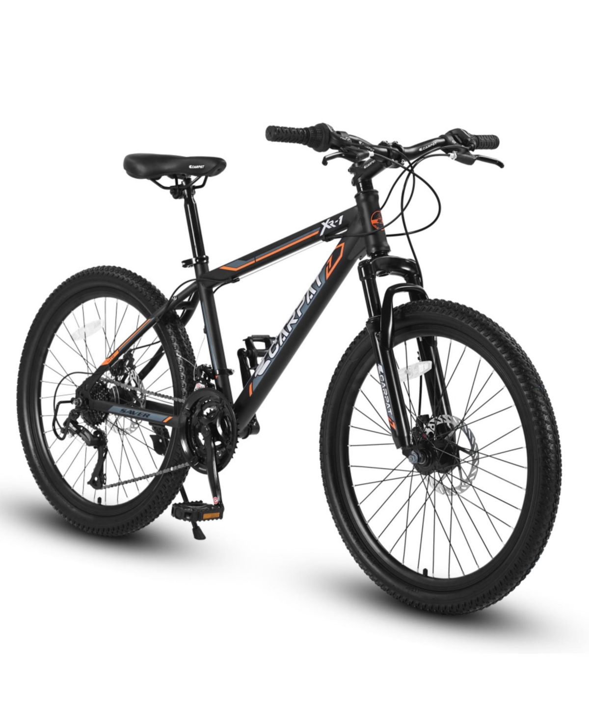 ECHTPeak 24 Inch Mountain Bike Boys Girls, Steel Frame, Shimano 21 Speed Mountain Bicycle with Dual Disc Brakes and Front Suspension Mtb - Orange