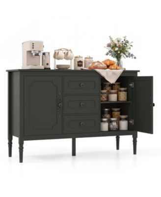 47'' Vintage Buffet Sideboard Cabinet  Drawers 2 Cabinets Adjustable Shelves
