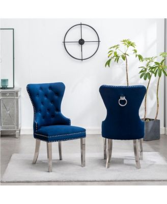 Montura Contemporary Tufted Velvet Chair with Nailhead Trim, Set of 2