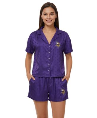 Women's  Purple Minnesota Vikings Wink Dot Satin Jacquard Sleep Set