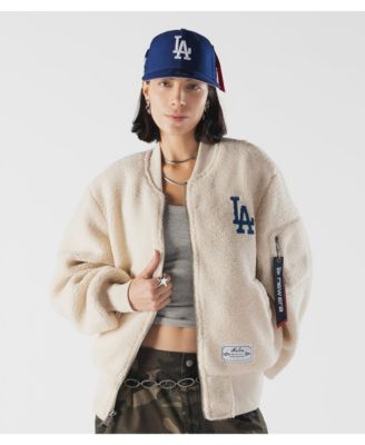 Women's  White Los Angeles Dodgers Sherpa Flight Jacket