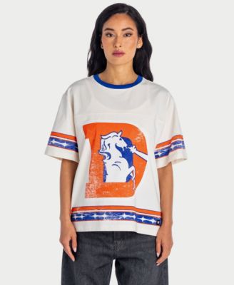 Women's  Cream Denver Broncos Oversized Established Boyfriend T-Shirt