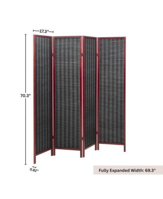 Inkwell 4-Panel Bamboo Room Divider, Folding Screen