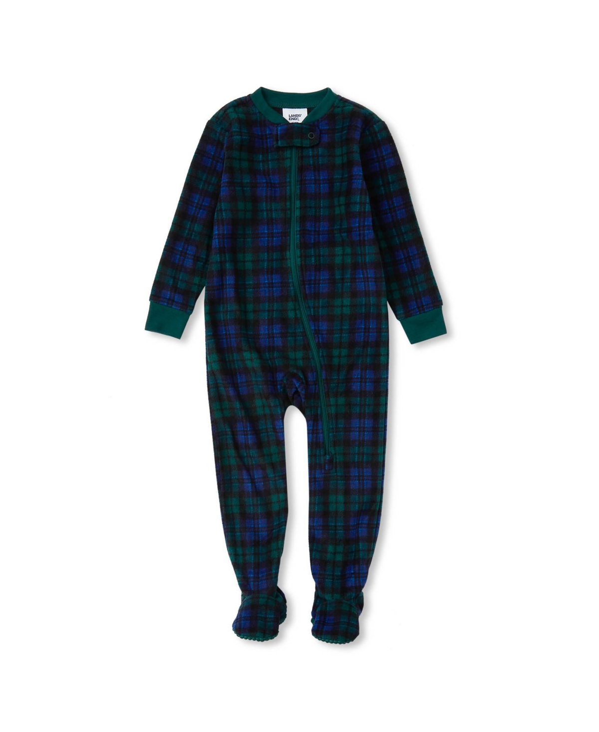 Lands' End Baby Girls Fleece Footed Pajama - Liberty blue/pine blackwatch