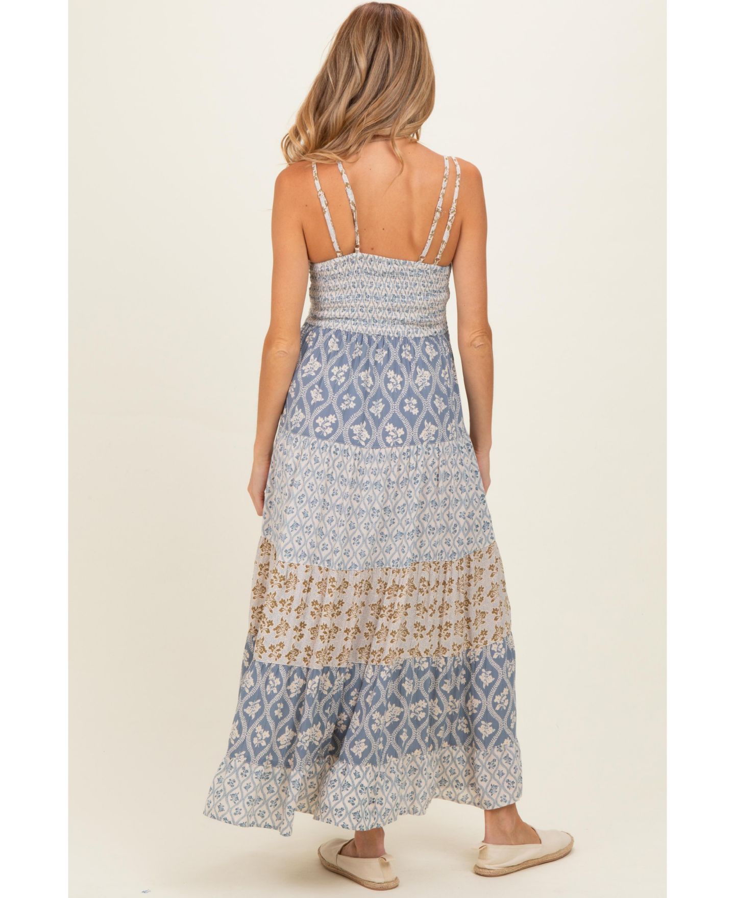 Женское платье Pinkblush Vintage Blue Mixed Floral Lace Trim Maxi, цвет: Синий — фото 2