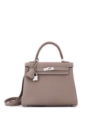 Kelly 25 Leather Top-Handle Shoulder Bag, 9"W x 8"H x 4"D