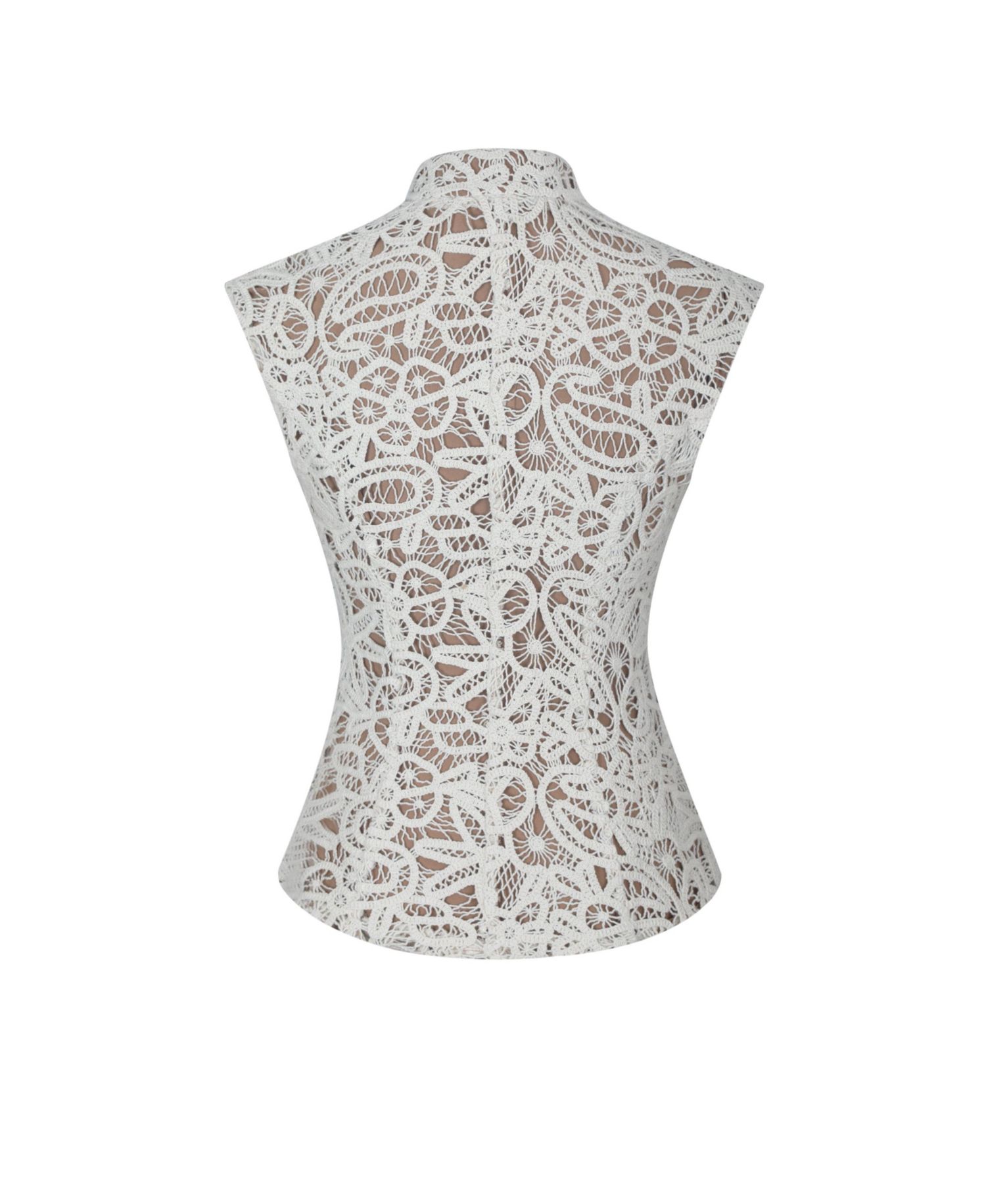 Women's Rosetta Crochet Mandarin-Collar Sleeveless Top
