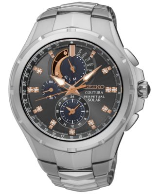 Seiko Men's Solar Chronograph Coutura Diamond Accent Stainless Steel ...