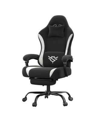 Gaming Chair Ergonomic Suede Fabric Reclining Chair with Footrest  27.6 x 27.6 x (47.2-51.2) inches