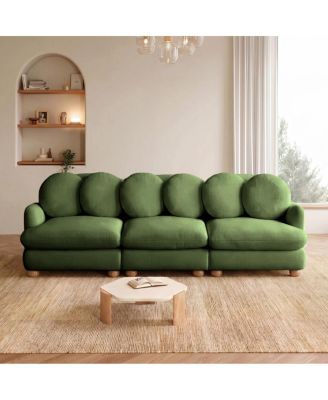 Chenille Modular Sectional Sofa, 3 Seater Deep Seat Couch with 6 Throw Pillows,Solid Wood Frame for Living Room, Bedroom and Apartment