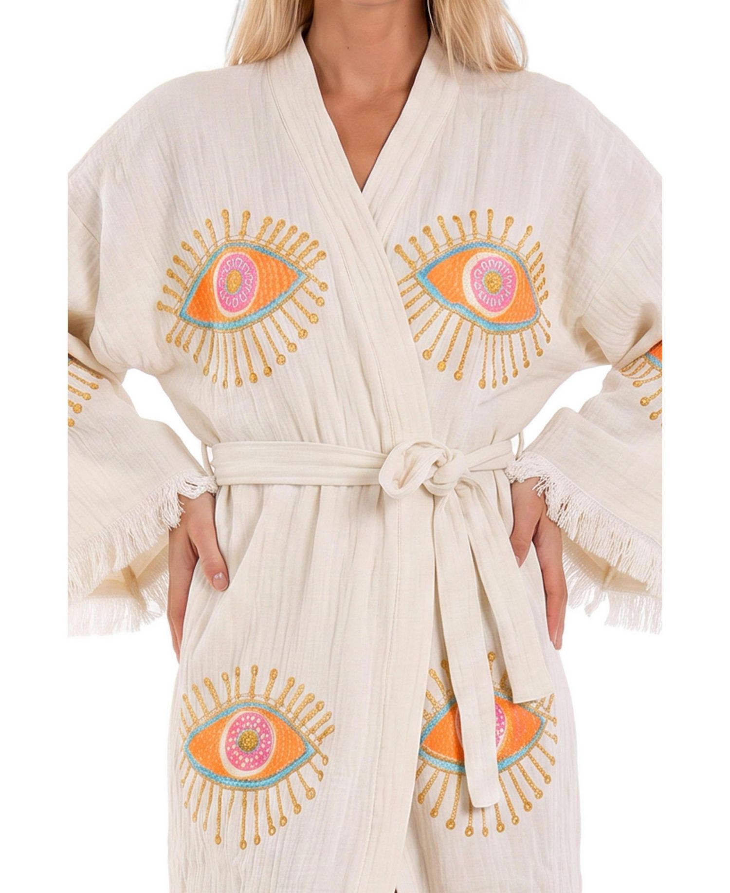 Women's Aria Long-Sleeve V-Neck Beach Cover-Up