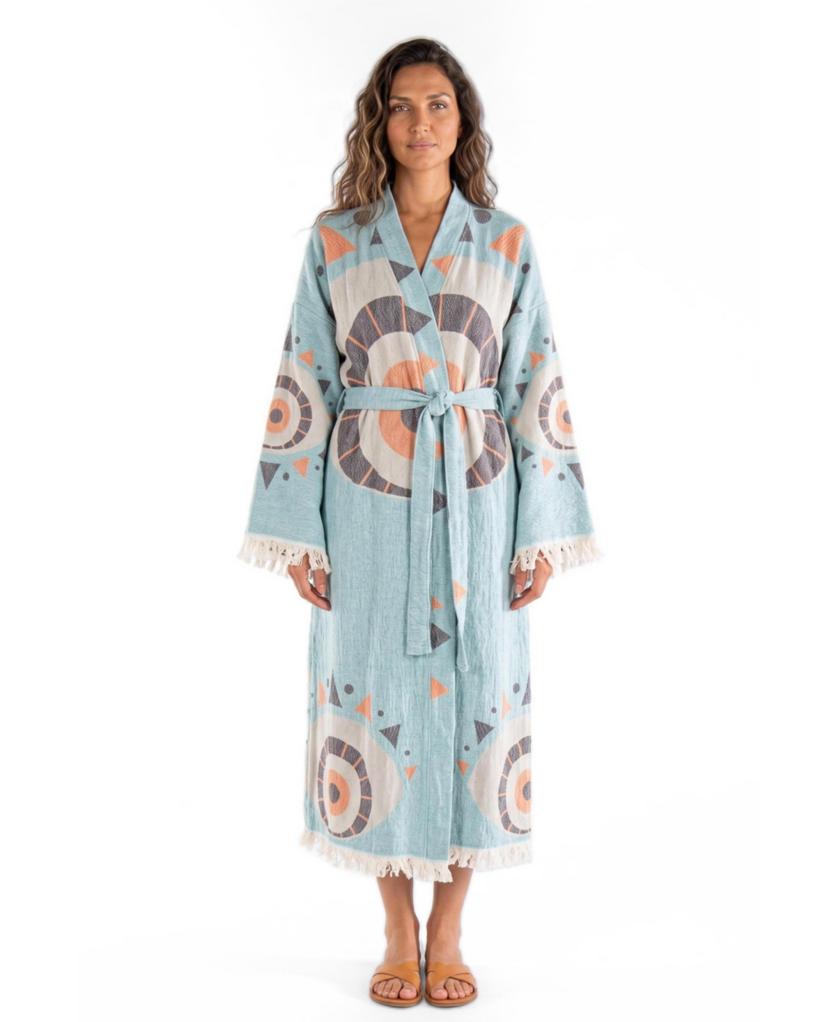 Tutunaki Women's Saphira Handwoven Jacquard V-Neck Cover-Up Robe