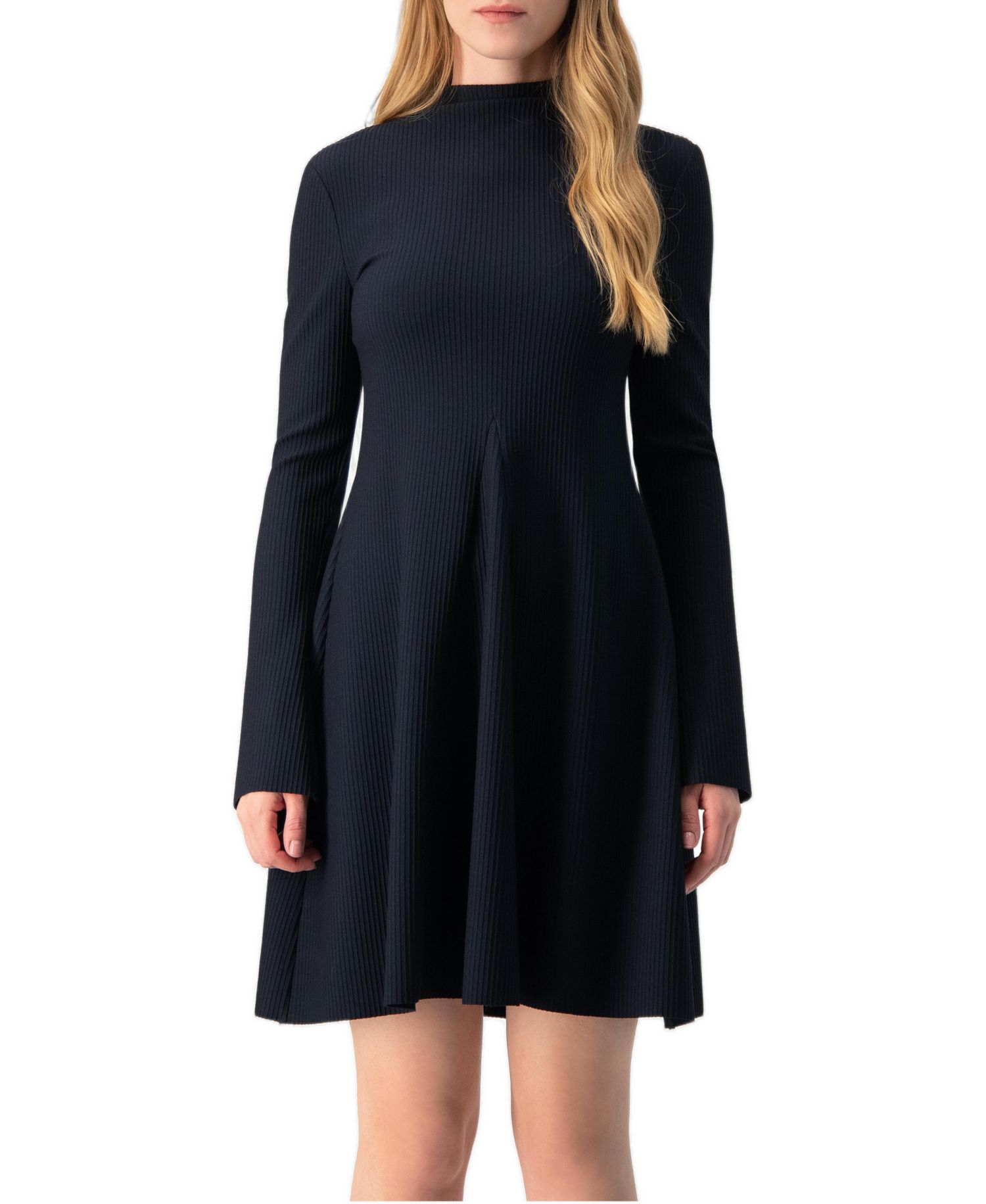 Women's Boat-Neck Long Sleeve A-Line Dress