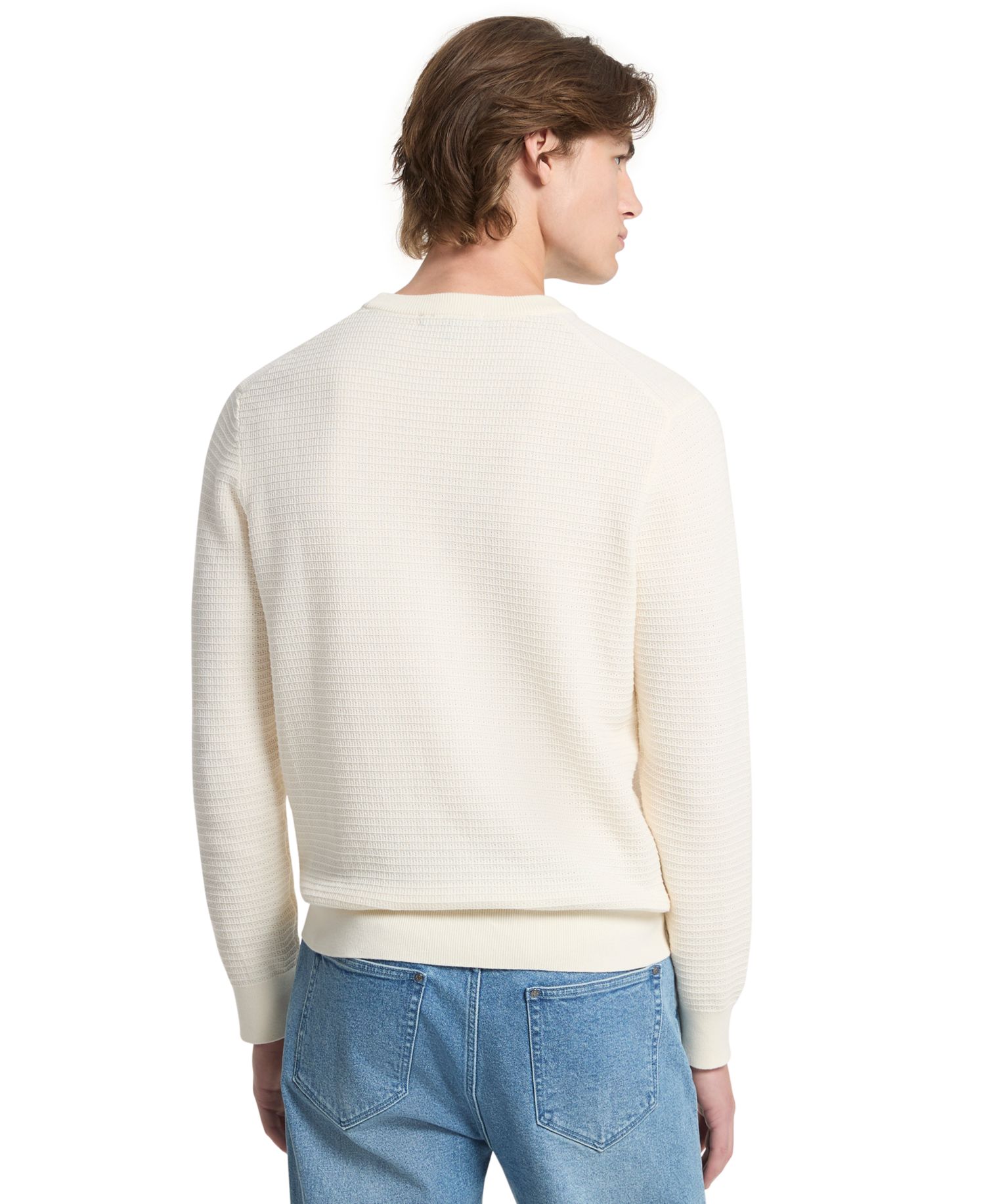 Men's Textured Cotton Crewneck Sweater