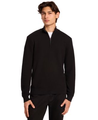 Men's Quarter-Zip Waffle-Knit Sweater