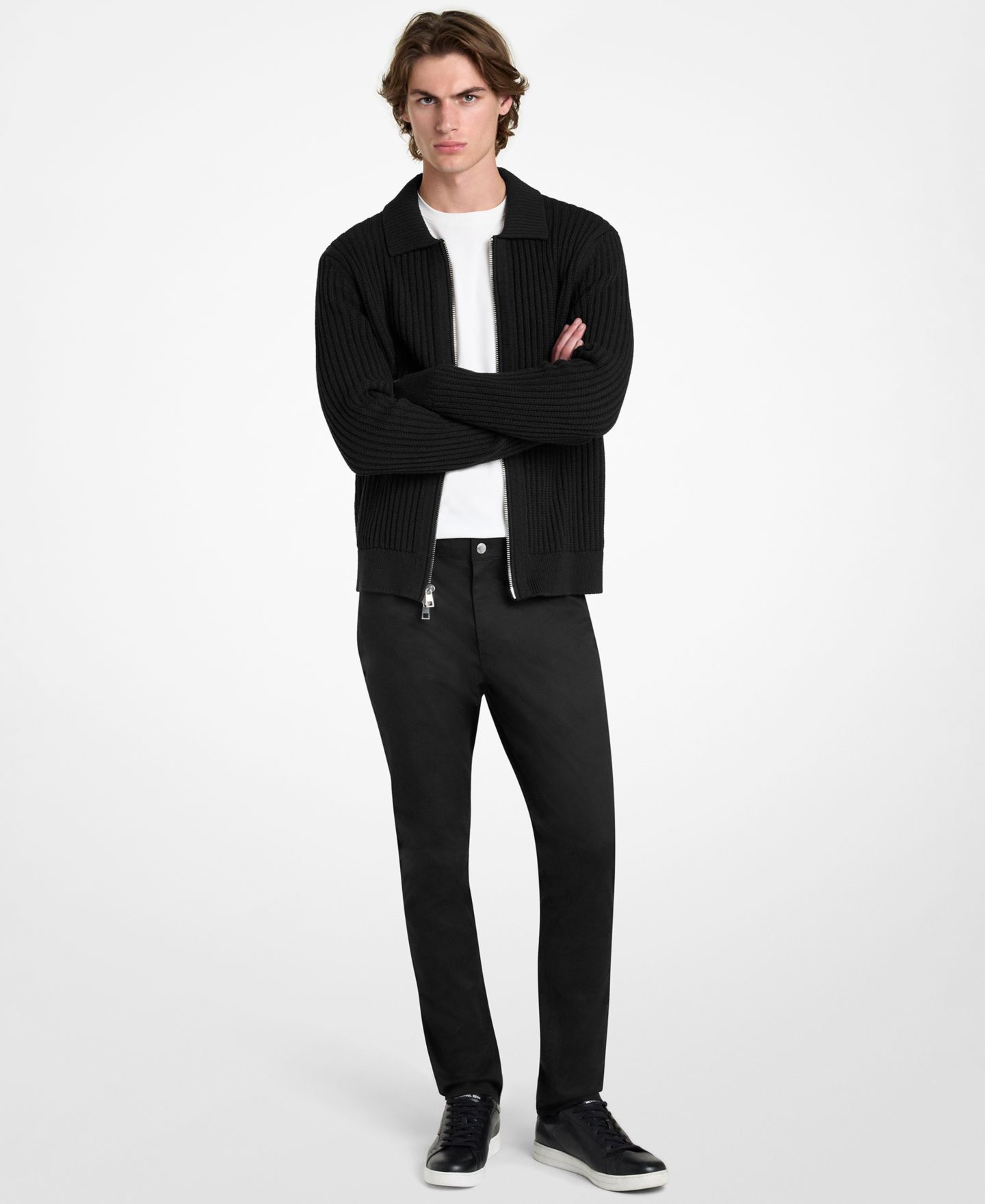 Мужские брюки Michael Kors Parker Slim-Fit Stretch Five-Pocket, цвет: Чёрный — фото 2