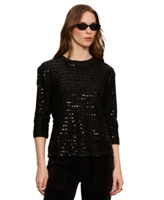 Women's Mode Sequin-Embellished 3/4-Sleeve T-Shirt