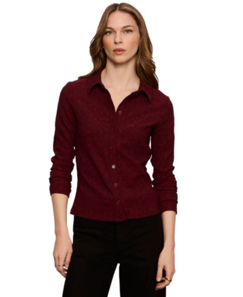 Женская рубашка Sanctuary Dreamer Long-Sleeve Spread-Collar Button-Up, цвет: Бордо