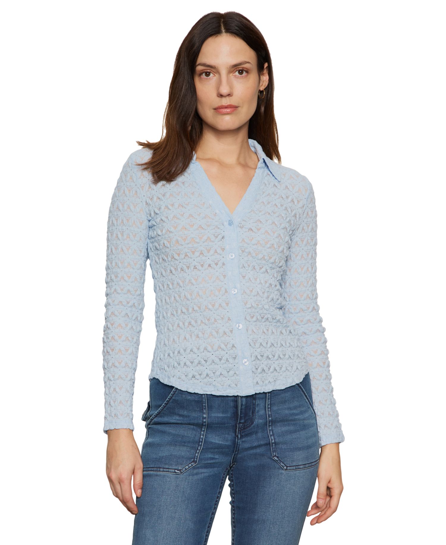 Women's Dreamgirl Lace Button-Up Shirt