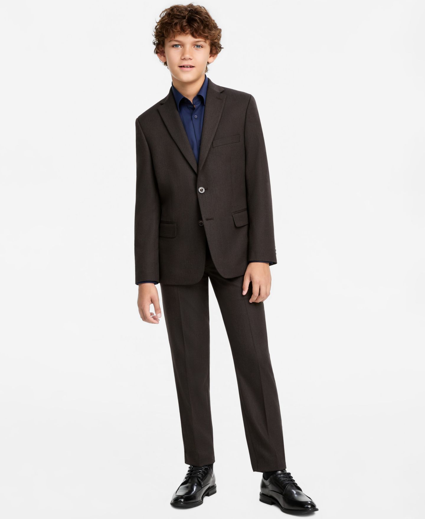 Пальто Michael Kors Single-Breasted Notch-Lapel Textured Sports Coat для мальчиков, цвет: Коричневый — фото 2