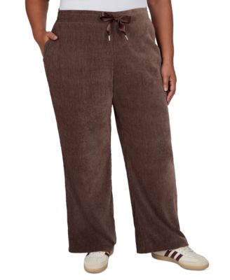 Plus Size Corduroy Wide-Leg Pull-On Pants