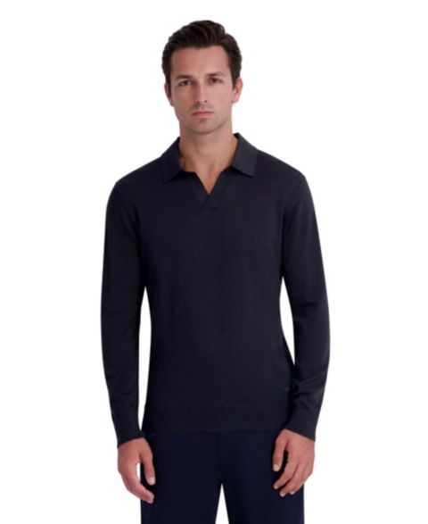 Мужской свитер KARL LAGERFELD PARIS Fine Gauge Blend Johnny Collar, цвет: Чёрный