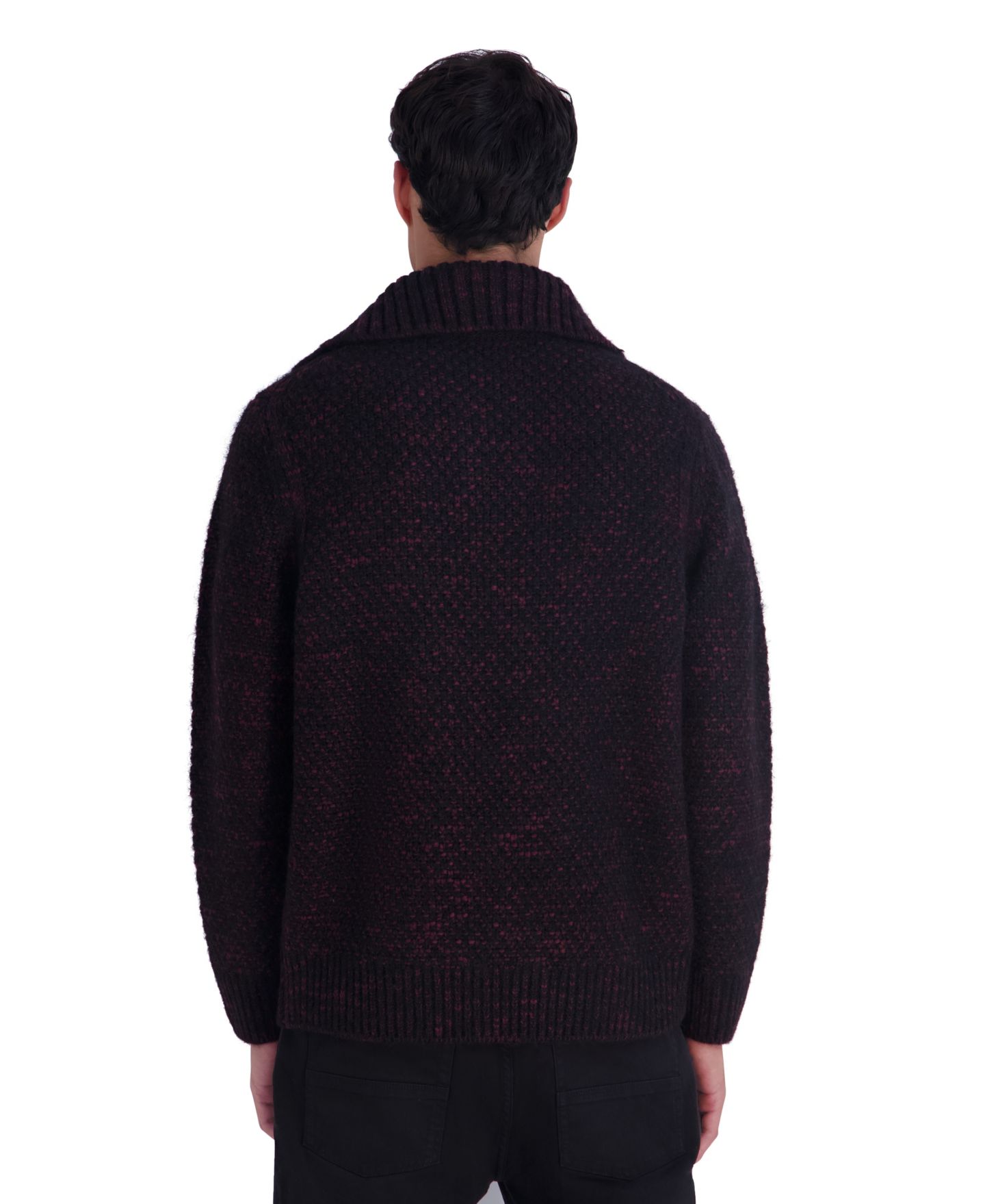 Мужской свитер KARL LAGERFELD PARIS Funnel Neck Chunky Loose, цвет: Винный — фото 5