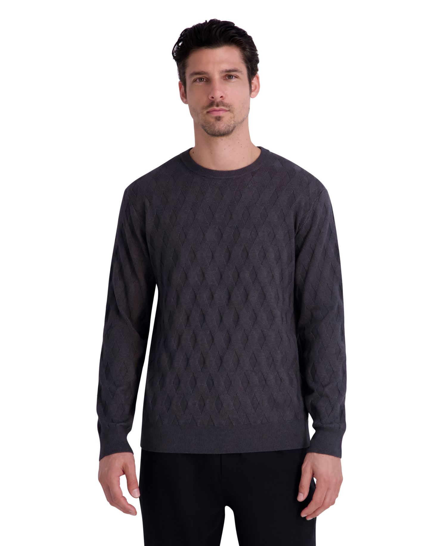 Men's Diamond Texture Crewneck Sweater