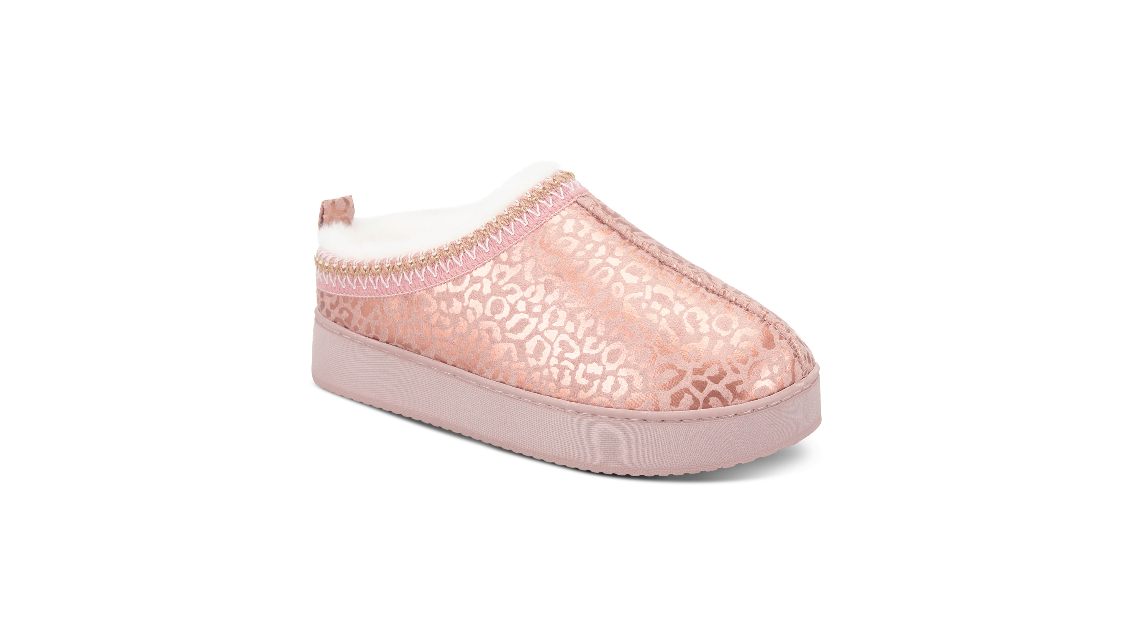 Jessica Simpson Women's Leopard-Print Microsuede Memory-Foam Clog Slippers
