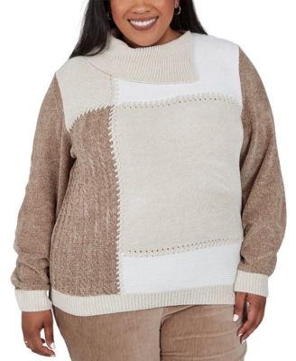 Plus Size Cowl Neck Cable-Knit Sweater