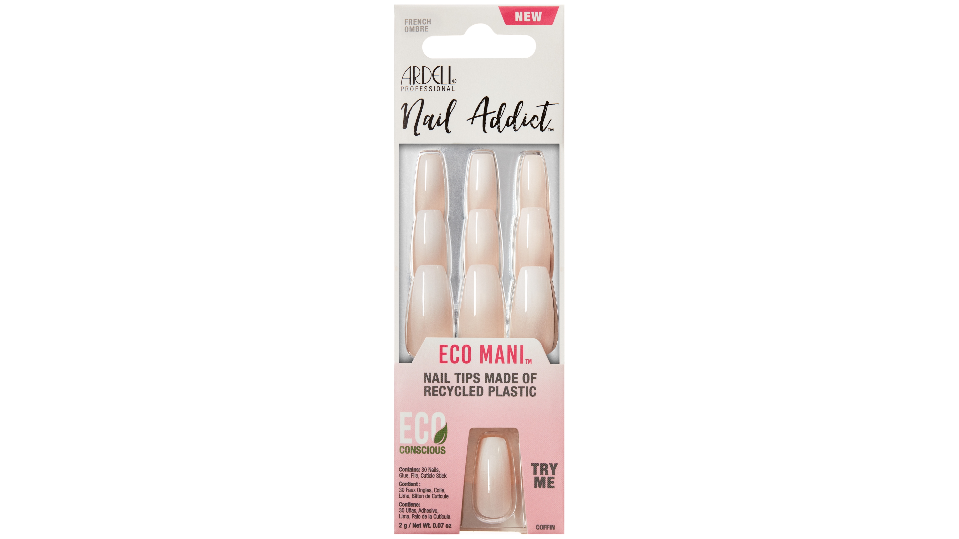 Ardell Nails Nail Addict Eco Mani Press-On Nails, French Ombre