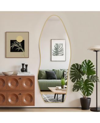 Full Length Mirror, 68"x26" Irregularly shaped Floor Mirror for Bedroom, Hanging Mounted for Living Room Cloakroom