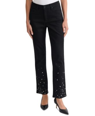 Women's Lexington High-Rise Straight-Leg Embellished Jeans