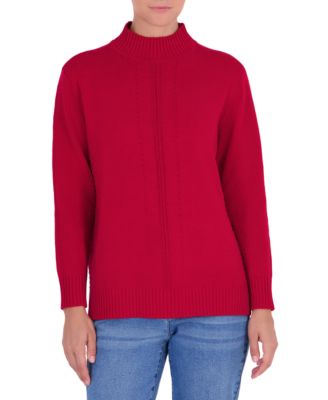 Women's Oversized Turtleneck Stitch-Detail Sweater
