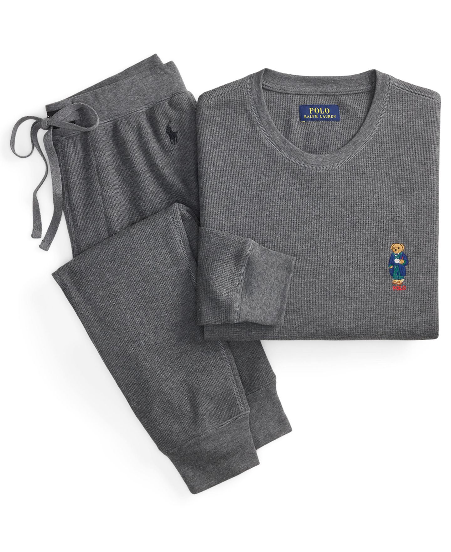 Пижамный комплект Bear для мужчин, вафельная ткань, 2 предмета — Polo Ralph Lauren, цвет: Угольный меланжевый — фото 5