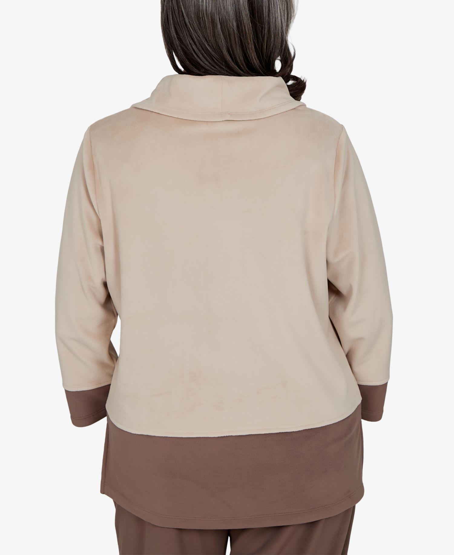 Petite Calm Luxe Colorblock Cowl-Neck 3/4-Sleeve Top
