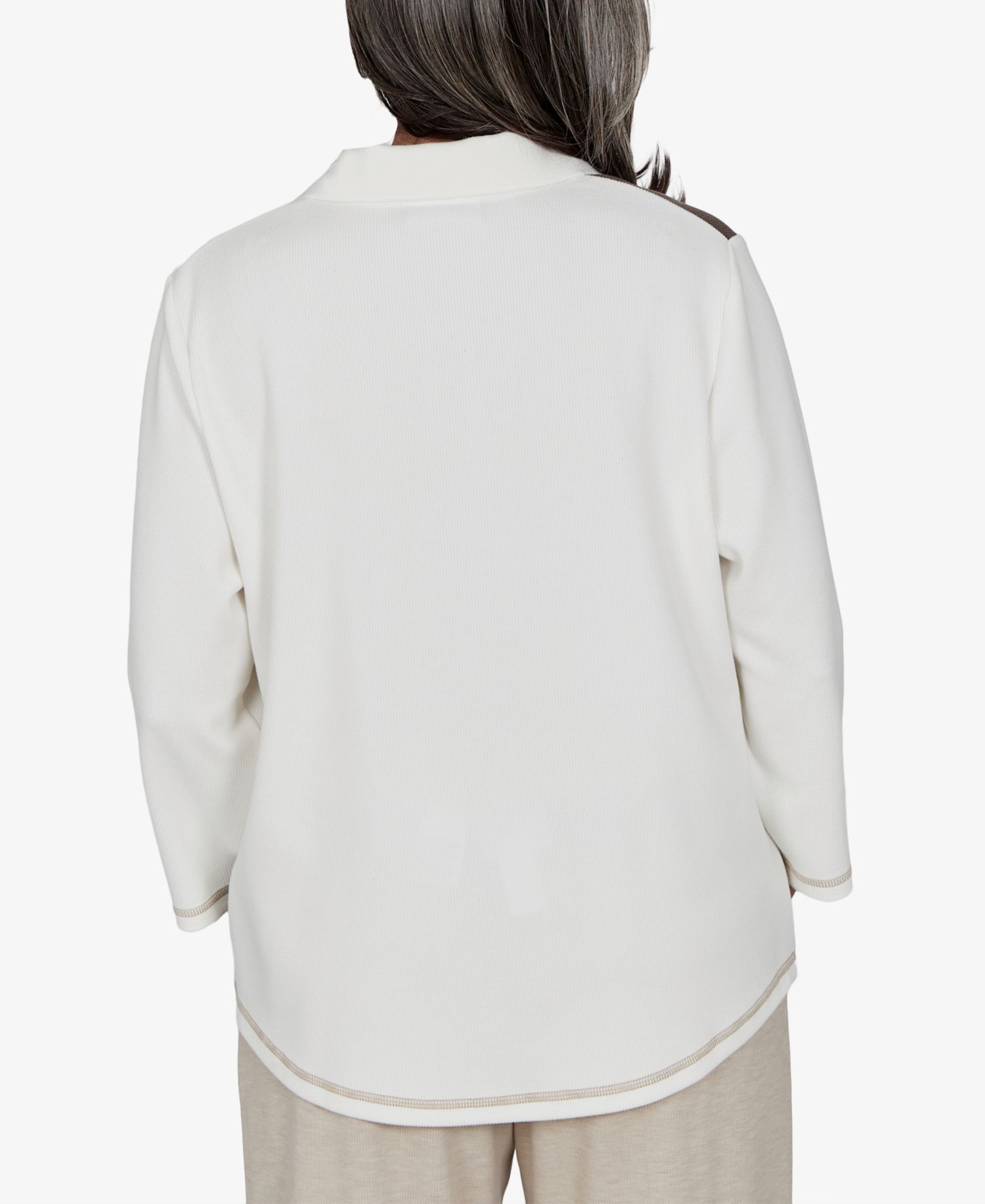 Petite Half-Zip 3/4-Sleeve Colorblock Pullover Sweater