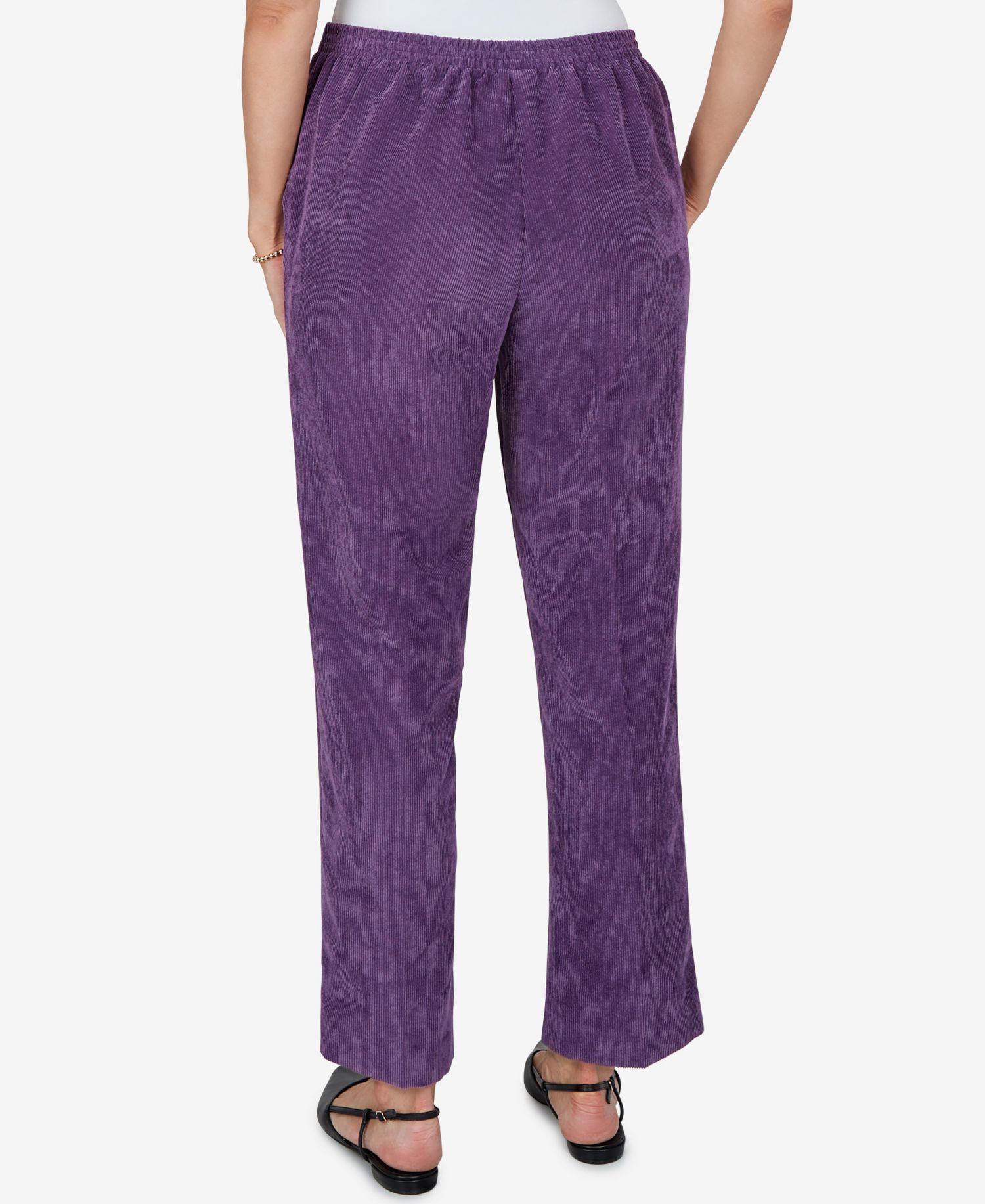 Petite Corduroy Straight Elastic-Waist Pants