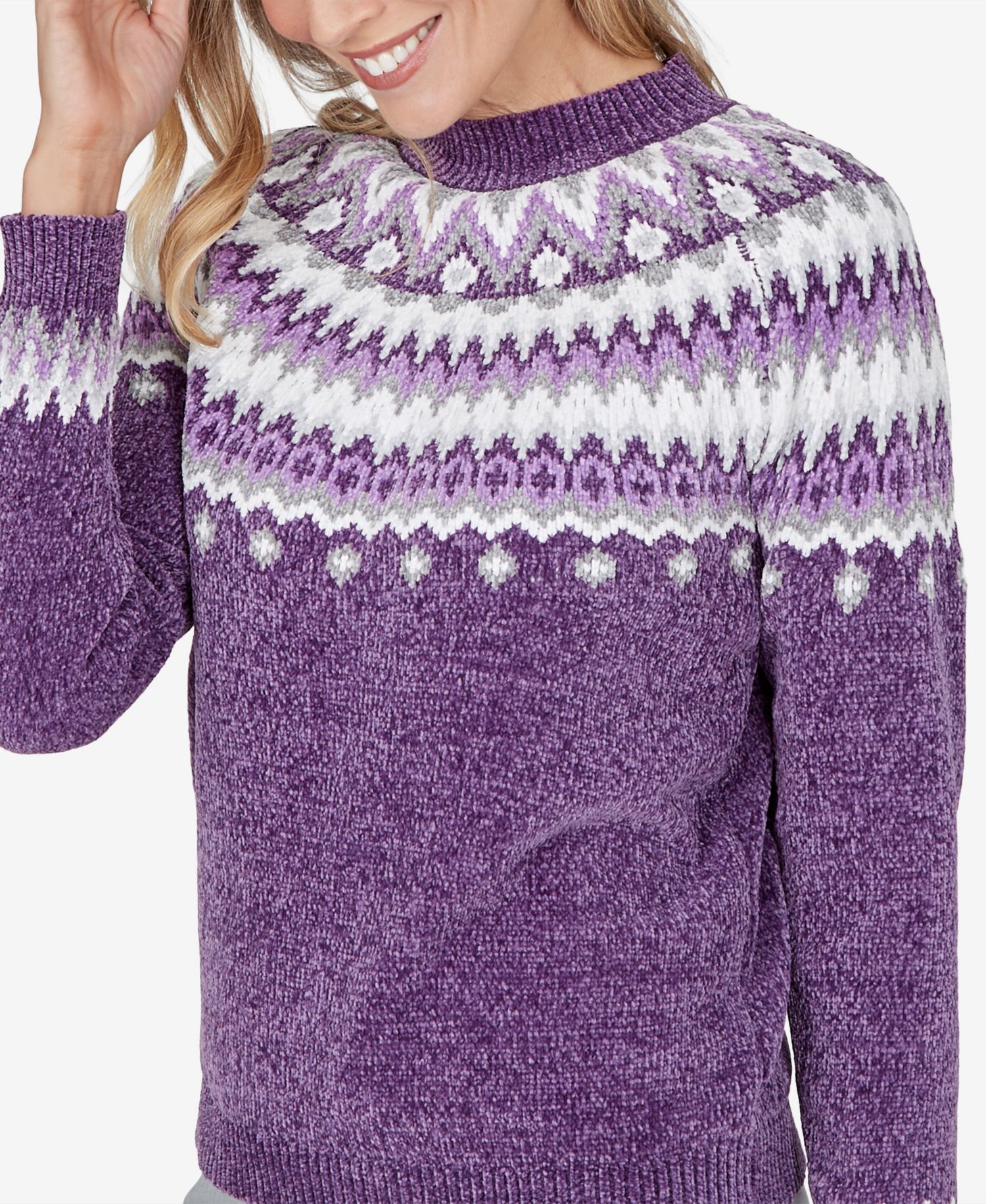 Petite Fair Isle Mock Neck Pullover Sweater