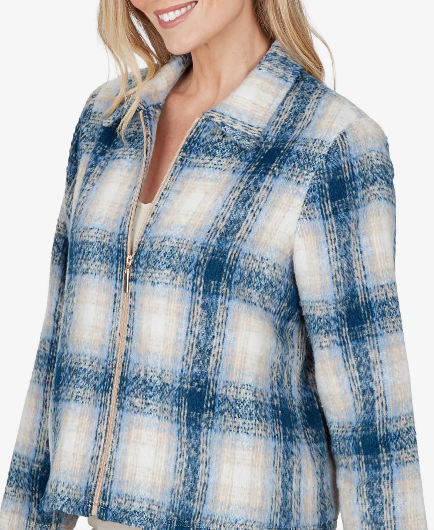Petite Plaid Zip-Up Jacket