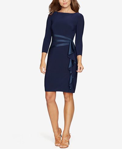 American Living Satin Ruffle Sheath Dress