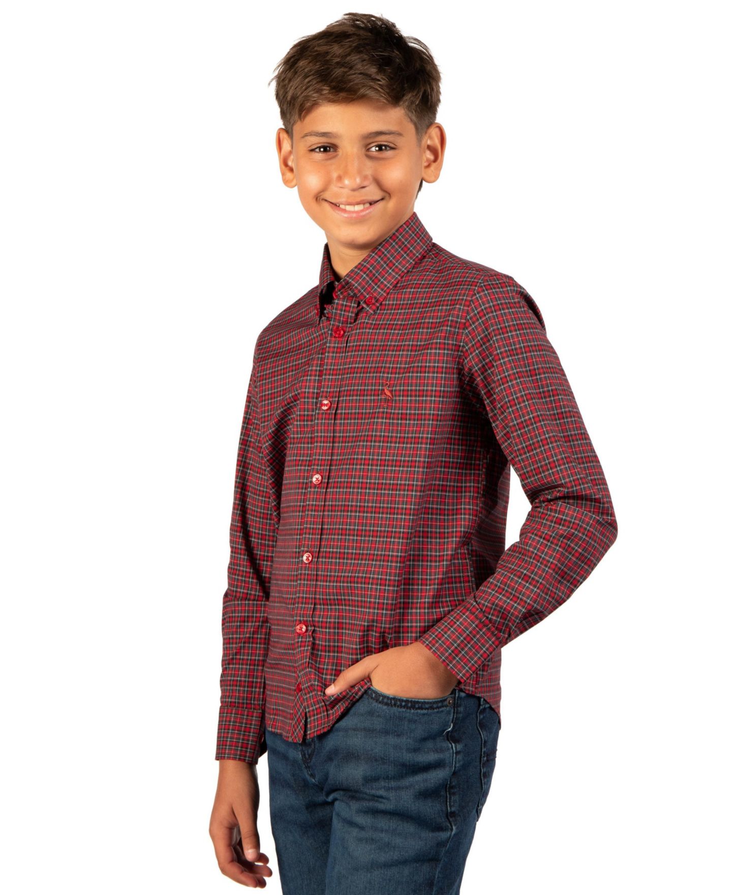 Рубашка Tailorbyrd Long-Sleeve Holiday Tartan Shirt для мальчиков, цвет: Красный — фото 2