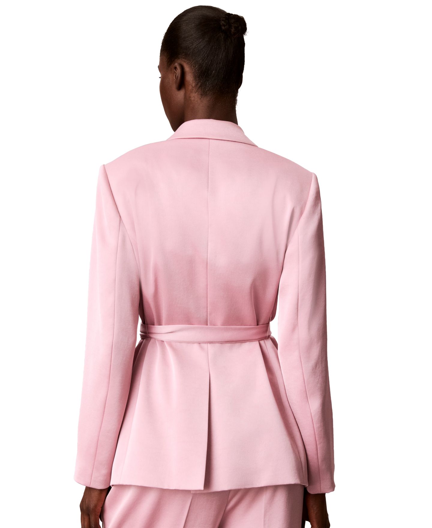 Женский пиджак Calvin Klein Tie Waist Smoking Jacket Double-Face Satin Blazer, цвет: Выцветший орхидея — фото 5