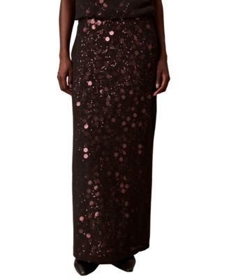 Women's Sequin Maxi Side-Slit Skirt