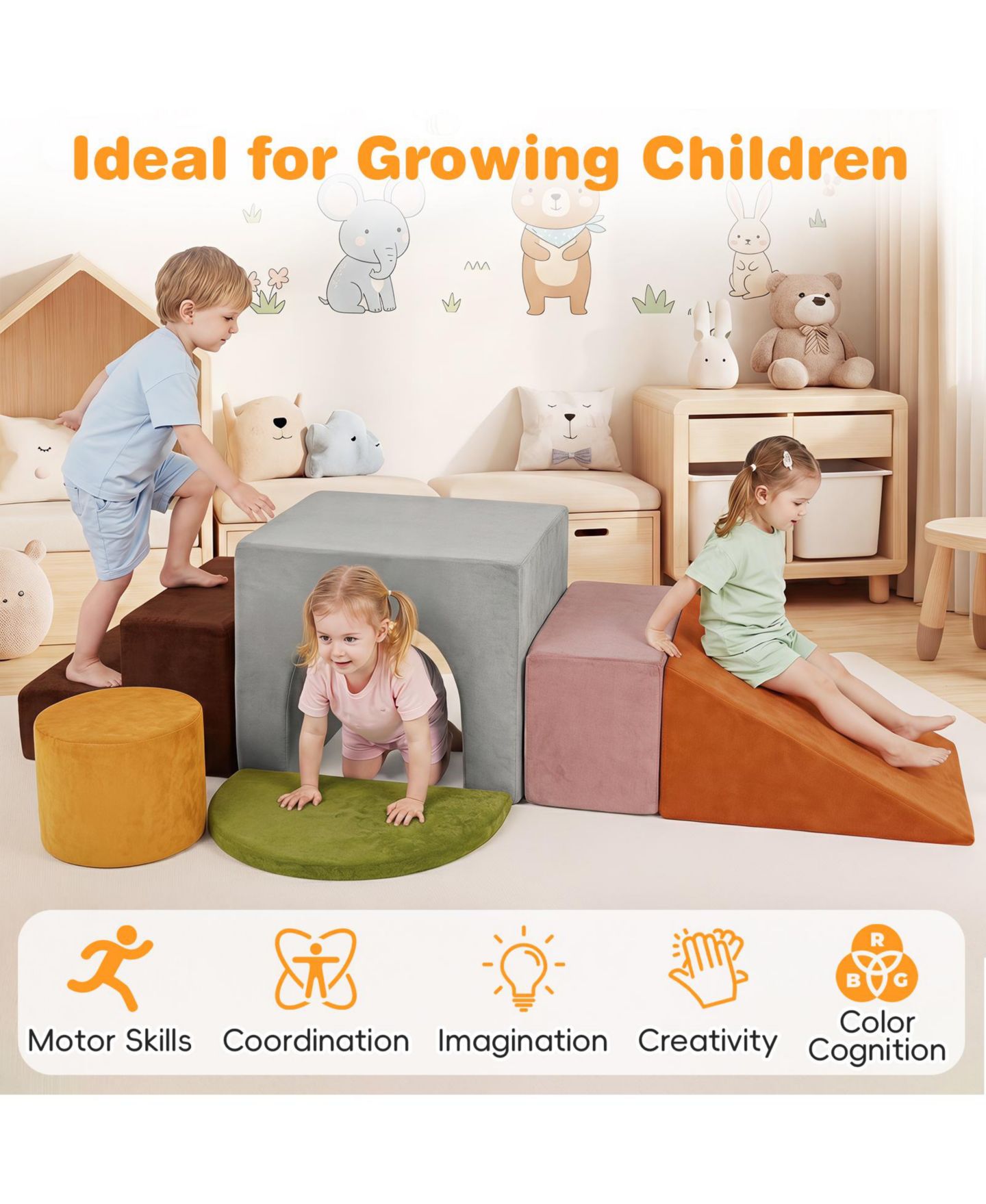 Детские конструкторы Costway Foam Climbing Blocks 6-Piece Set, от 3 лет, цвет: Assorted Pre-Pack — фото 10