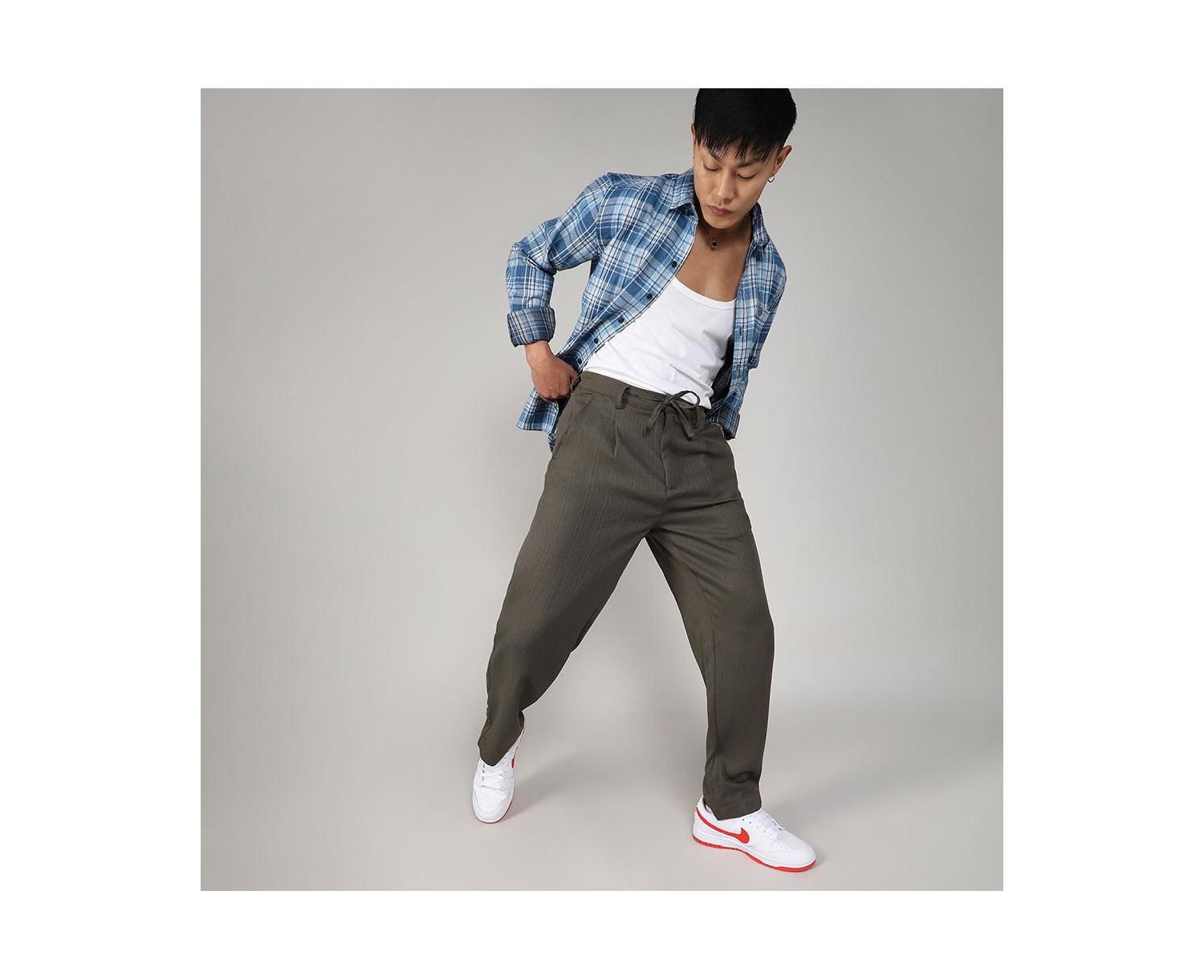 Men's Pleated Drawstring Trousers