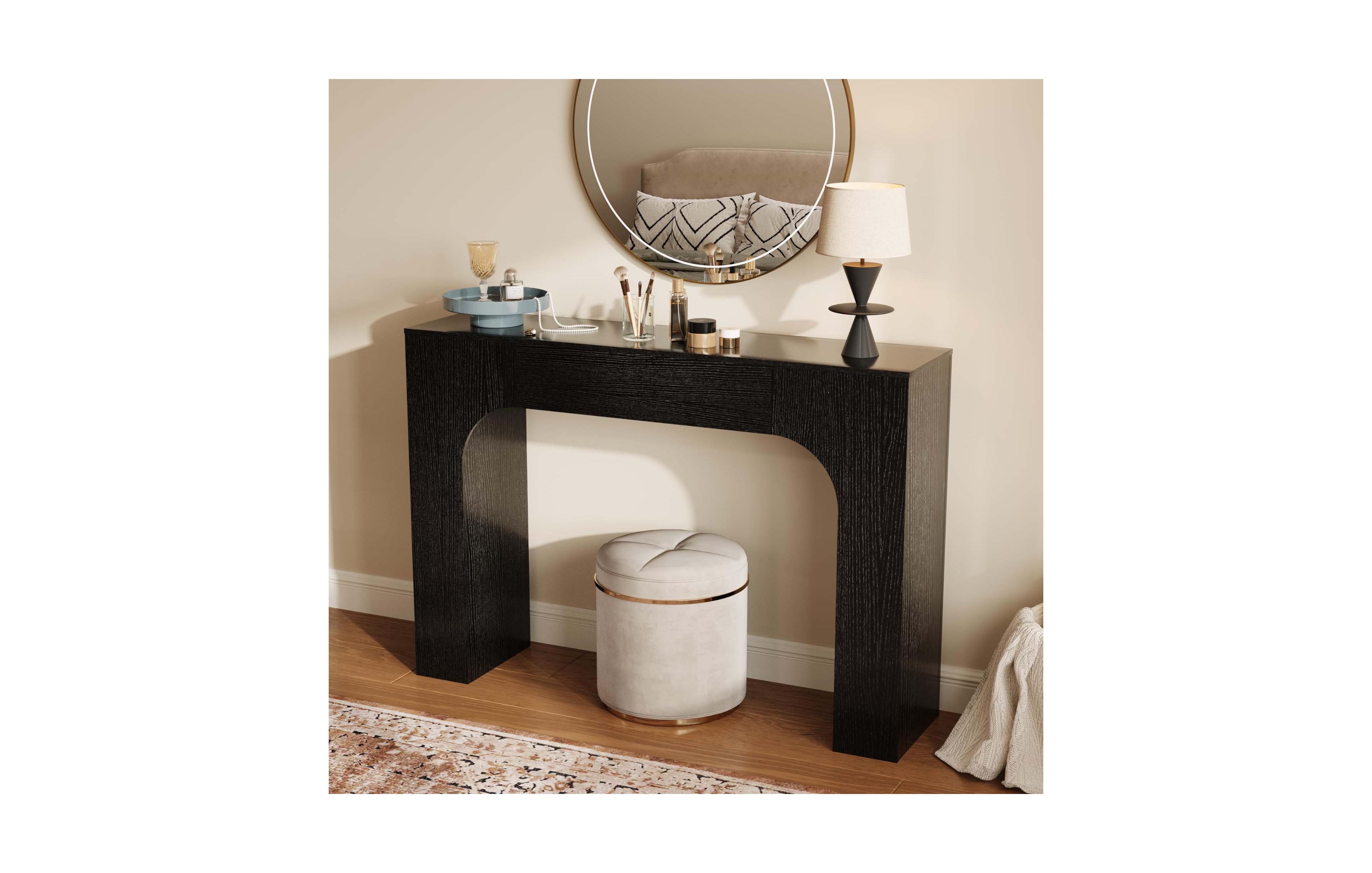 Farmhouse Slim Console Table 47 Inch with Wood Grain Finish Particle Board for Entryway Hallway Behind Couch Living Room