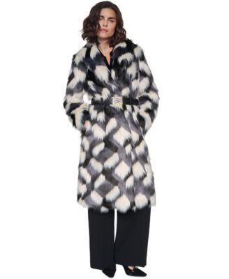 Women's Faux Fur Belted Coat