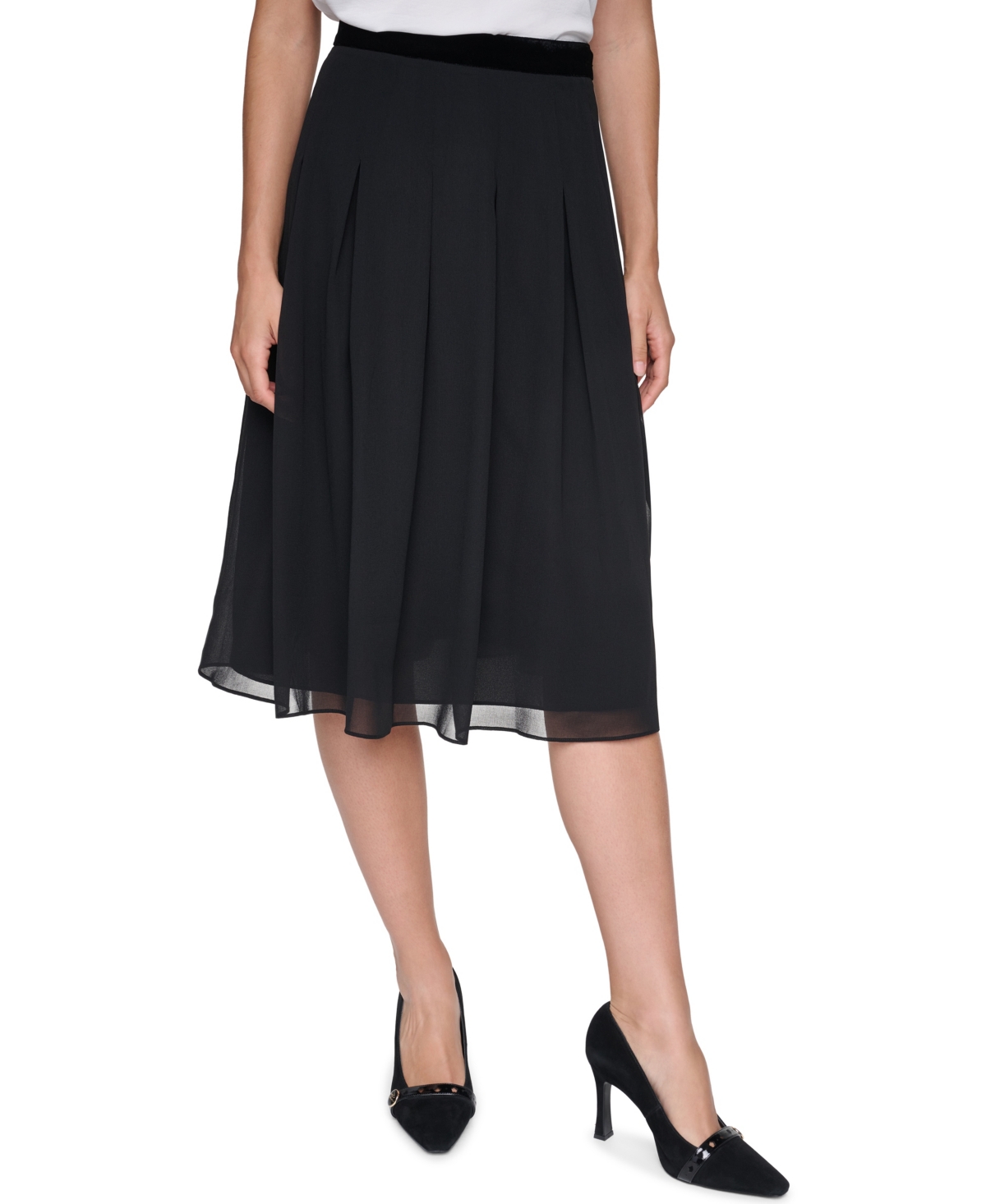Karl Lagerfeld Paris Women's Pleated High-Waisted Midi Skirt